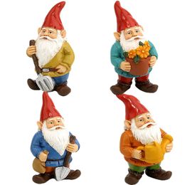 4pcs Miniature Garden Gnome Figurines Miniature Tomte Nisse Dwarf Elf Gnomes Figure Decorations Indoor Outdoor Flower Pots 240419