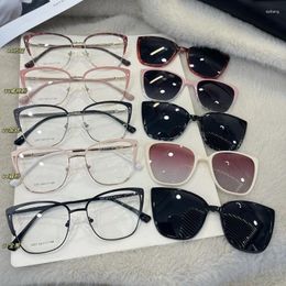 Sunglasses Polarised Clip On Fashion Round Titanium Alloy Optical Glasses Frame Female Sunshades Eyewear Driving Sun