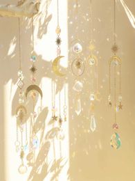 Garden Decorations Suncatcher Crystal Sun Moon Crystals Prism Rainbow Maker Light Sun Catcher Garden Decoration Hanging Window Outdoor Ornament