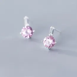 Stud Earrings MloveAcc 925 Solid Real Sterling Silver Jewellery Pink CZ Cute Small Earring For Teen Girl Friend Kid Lady