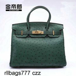 Womens Handbag Tote Platinum Ostrich Handbags Hand Sewn Wax Thread Handbags Fashion Trend Womens Handbags Classic 30 Bags with Logo Genuine Leather