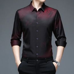 Wine Red Black Mens Dress Shirts Fashion Long Sleeve Shirt Men Slim Fit Wrinkleresistant Soft NonIron Quality Male 240419
