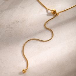 2024 Novo colar de corrente de bola a aço inoxidável de aço inoxidável de 18k para mulheres para mulheres na moda e simples ouro ajustável em forma Y grátis para jóias de festa de casamento