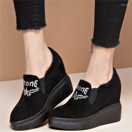 Fitness Shoes Fashion Sneakers Women Genuine Leather Wedges High Heel Vulcanized Female Pointed Toe Platform Pumps Casual