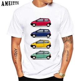 Men's T-Shirts New Summer Men Short Slve Twingo 90s Colours Quartet Classic Car T-Shirt Harajuku White Casual Boy Ts Vintage Man Tops T240425