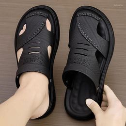 Sandals Mens Leather Summer Classic Slippers Soft Fashion Casual Comfortable Outdoor Beach Walking Shoes