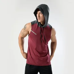 Men's Tank Tops 2024 High Quality Gym Wear Men Hooded Top Running Basketball Sports For