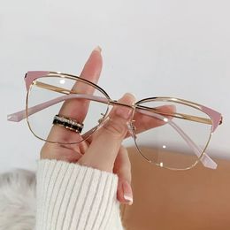 Retro Lady Cat Eye Glasses Frame Anti Blue Light Pochromic Computer Goggle Eyewear Gafas Mujer Luz Azul 240424