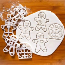 Moulds 3/1pcs Christmas Gingerbread Cookie Cutter Gingerbread Man Skull Candy Biscuits Baking Mould For Xmas Halloween Party Cake Decor