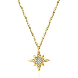 WILD FREE Trendy Zirconia Star Pendant Necklace for Women Simple Sweet Collarbone Chain Stainless Steel Jewelry Gift 240422