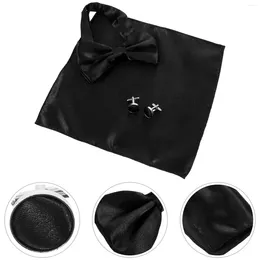 Bow Ties Men's Tie Suit Tuxedo Shirt Studs Handkerchief Vintage Cufflinks For Satin Pre-tied Groom Retro Man Suits