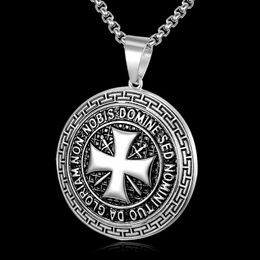Designer Pendant Necklaces Hot Selling Overseas Knights Templar Necklace with Titanium Steel Gold-plated Diamond Cross Double Sword