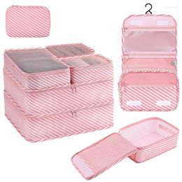 Storage Bags 8pcs Travel Organiser Portable Suitcase Luggage Clothes Shoes Bag Packing Woman Toiletry