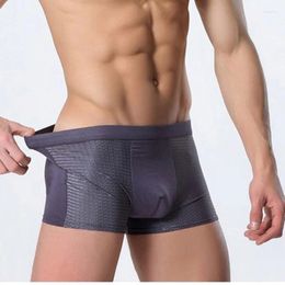 Underpants Men's Ice Silk Underwear Mesh U-convex Modal Boxer Summer