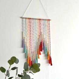 Decorative Figurines Colorful MacrameTapestry Tassel Garland Boho With Wood Beads Wall Hangings For Kids Bedroom Nursery