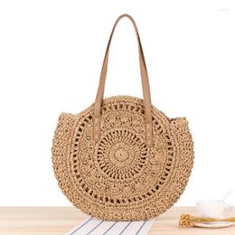 Shoulder Bags Weysfor Hand-woven Round Woman's Bag Handbag Bohemian Summer Straw Beach Travel Shopping Female Tote Wicker