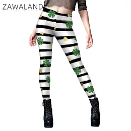 Women's Leggings Zawaland For Women St. Patrick's Day Sexy Striped Printing Irish Festival Party Pants Female Elastic Tights Trousers