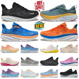 Free shipping running shoes for men women shoes sneakers Bondi 8 Clifton 9 Triple Black White Coastal Sky Vibrant Orange Pink Blue outdoor sport trainers
