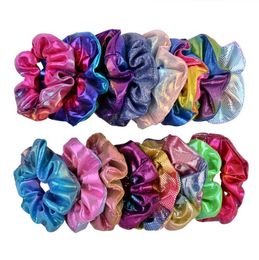 girls women Silk Scrunchie Elastic Handmade Multicolor Hair Band Ponytail Holder Headband Accessories Satin two tone