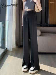 Women's Pants Yitimuceng Black Split Suits Shorts Women High Waisted Korean Fashion Slim Straight Flare Office Ladies Casual Y2k