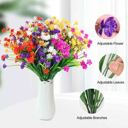 Garden Decorations 1 Bunch of 7 Forks Artificial Flower Plants Outdoor Anti-ultraviolet Hanging Flower Pot Garden Porch Wedding Decoration