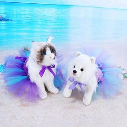 Dog Apparel Casual Pet Costume Washable Charming Polyester Purple Decorative Clothing Dress Delicate Edging