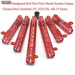 Outdoor Unique Ultralight 7/9/10/12/13.5/15 inch M-lok Handguard Rail Free Float Mount System_Chinese Red Anodized