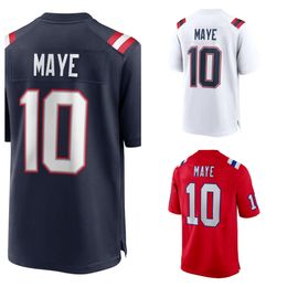 Drake Maye 10 Jersey 2024 New Draught Jerseys Team Navy Red White Colour Stitched Men's Size S-XXXL