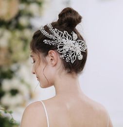TRiXY H254 Rhinestone Wedding Headpiece Hair Clips Vine Rhinestone Floral Bride Hair Accessories Bridal Jewelry1429393
