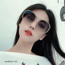 Sunglasses 2024 Rich Diamond Sculpture Fashion Sexy Round Women's Outdoor Beach Travel UV