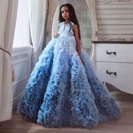 Wedding Multilayered Lovely Girl Dresses Flower For Ruffles Ing Colors Sleeves Floor Length Skirts Girls Pageant Dress A Line Kids Birthday Gowns s