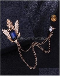 Pins Brooches Pins Bridegroom Rhinestone Chain Lapel Pin Badge Crystal Tassel Brooch Suit Jewelry Luxury Men Accessories C3 Drop D7381596