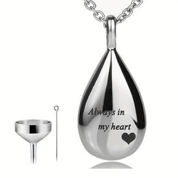 Stainless Steel Teardrop Cremation Jewellery For Pet And Human Ashes - Memorial Urn Necklace Keepsake Pendant Holder