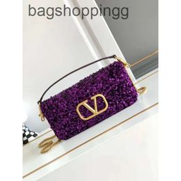 Single Handheld 2024 Beaded Straddle 3d New Chain Designer Bags Stick Evening Sequins Purse Diagonal Valenttiinos Embroidery Banquet Shoulder Shiny Bag I1UF