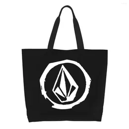 Shopping Bags Custom Volcoms Skate Grocery Tote Bag Women Kawaii Diamond Stone Canvas Shoulder Shopper Large Capacity Handbags