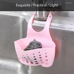 Kitchen Storage Sink Sponge Rack Adjustable Hanging Bag Snap Basket Faucet Organiser Drainer Shelf With