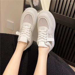 Casual Shoes Ladies On Sale 2024 Fashion Net Lace Up Women's Vulcanize Summer Outdoor Breathable Flat Women Sneakers