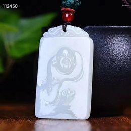 Pendant Necklaces Natural Real White Hetian Jade Carve Buddha Bless Peace Necklace Jewellery For Men Women Gifts Luck