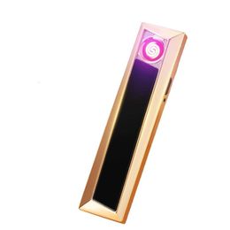 Can Replace The Heating Wire Individuality Creative Metal Windproof Slender USB Charging Cigarette Lighter