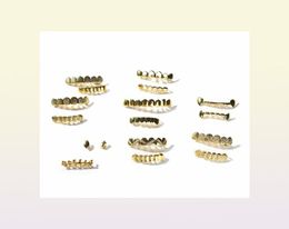 Mens Gold Grillz Teeth Set Fashion Hip Hop Jewelry High Quality Eight 8 Top Tooth Six 6 Bottom Grills7423350