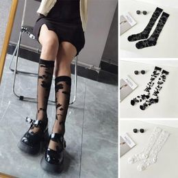 Women Socks Ultra-thin Long Sexy Knee High Transparent Crystal Silk Mesh Nylon Stockings Ladies