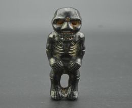 Ancient Jade and Old Jade Culture Meteorite Sculpture Skeleton and Man Statue Pendant72161993221174