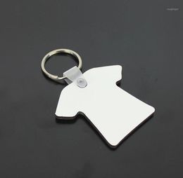 Whole 100pcs DIY MDF Double Blank Tshirt Key Chain Sublimation Wood Key Ring For Heat Press Transfer Jewlery Po Gift19949956