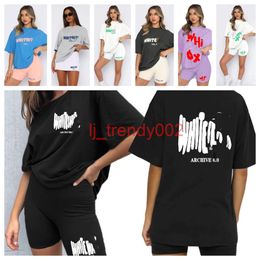 Girl White Shirt sets Women Tshirt Designer T Shirt Summer Tops Loose Solid Colour Sweatshirt Tee Luxury Casual Clothes Tide Sprayed Tops Women foxys Tracksuit Suit dc