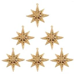 Decorative Figurines 6 Pcs Christmas Star Pendant Glow Decorations Plastic Gadgets Home Glowing Stars Fireplace