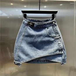 Skirts 2024 Summer Denim Skirt For Women Tight Fit Wrap Hip A-line Half Mini Short Sexy Girls Streetwear Korean Fashion Clothing