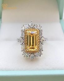 Wong Rain Luxury 925 Sterling Silver Emerald Cut Created Moissanite Wedding Engagement Classic Women Rings Fine Jewelry Gift Y01229467872