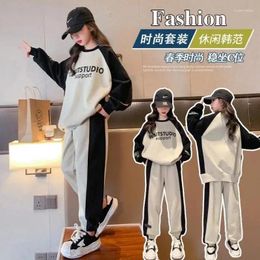 Clothing Sets Spring Autumn Active Baby Girl Clothes 2Pcs Children's Set Long Sleeve Letter Sweatshirt Straight Pant Suits 7-16 Years Old