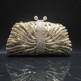 Evening Bags XIYUAN Gold Color White Diamond Woman Party Dinner Handbag Lady Wedding Bridal Elegant Crystal Clutch Purse And Wallet