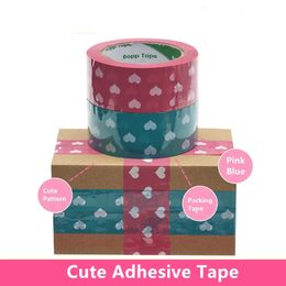 4.5CMX100M Cute Pink Adhesive Tape High Adhesive High Strength Deliver Packing Tape OPP Sealing Tape DIY Decorative Cartoon Tape 240426